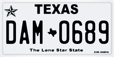 TX license plate DAM0689
