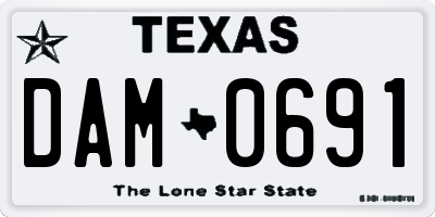 TX license plate DAM0691