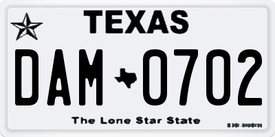 TX license plate DAM0702