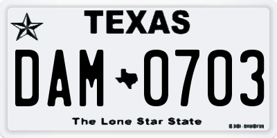 TX license plate DAM0703