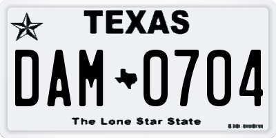 TX license plate DAM0704