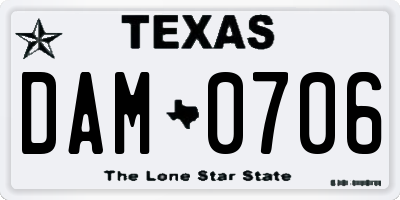 TX license plate DAM0706