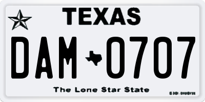 TX license plate DAM0707