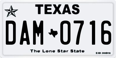TX license plate DAM0716