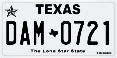 TX license plate DAM0721
