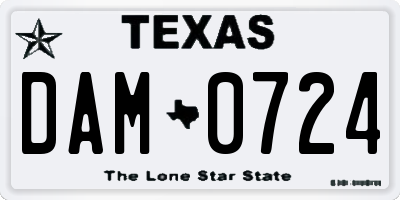 TX license plate DAM0724