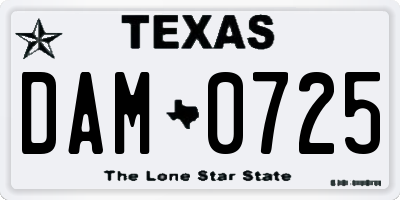 TX license plate DAM0725