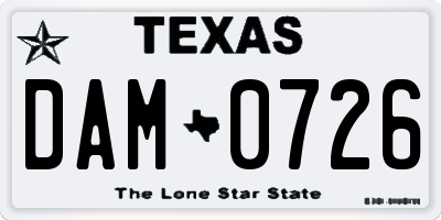 TX license plate DAM0726