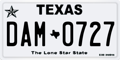 TX license plate DAM0727