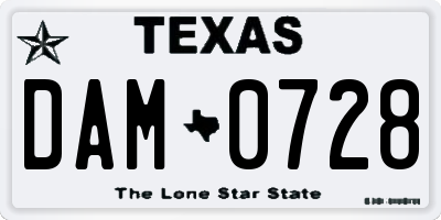 TX license plate DAM0728