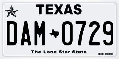 TX license plate DAM0729