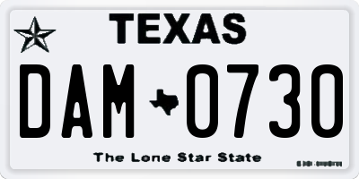 TX license plate DAM0730