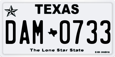 TX license plate DAM0733