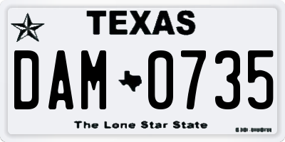 TX license plate DAM0735