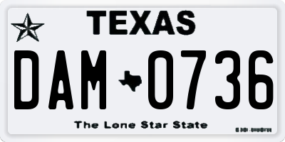 TX license plate DAM0736