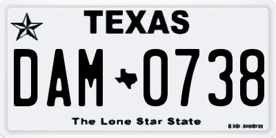 TX license plate DAM0738