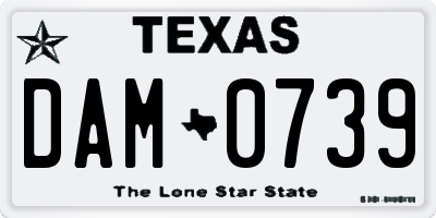 TX license plate DAM0739