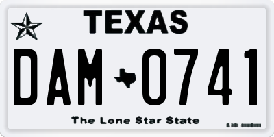 TX license plate DAM0741