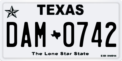 TX license plate DAM0742