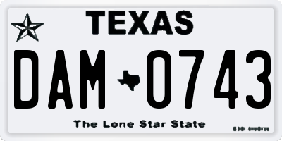 TX license plate DAM0743