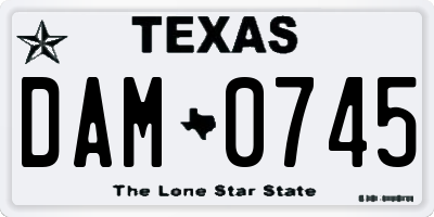 TX license plate DAM0745