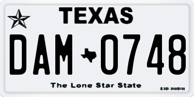TX license plate DAM0748