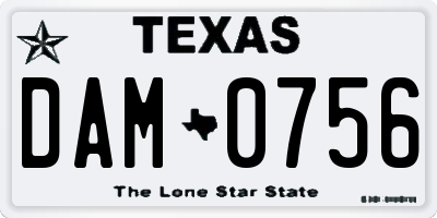 TX license plate DAM0756