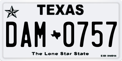 TX license plate DAM0757