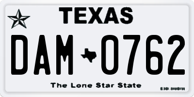 TX license plate DAM0762