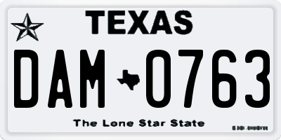 TX license plate DAM0763