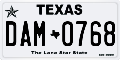 TX license plate DAM0768