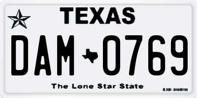 TX license plate DAM0769