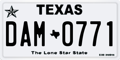 TX license plate DAM0771