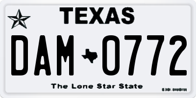 TX license plate DAM0772