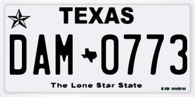 TX license plate DAM0773