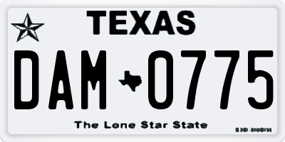 TX license plate DAM0775