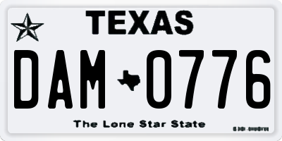 TX license plate DAM0776