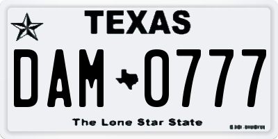 TX license plate DAM0777