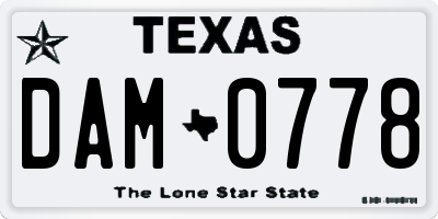 TX license plate DAM0778