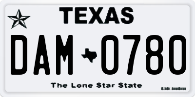 TX license plate DAM0780