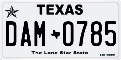 TX license plate DAM0785
