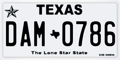 TX license plate DAM0786