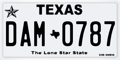 TX license plate DAM0787