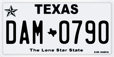 TX license plate DAM0790