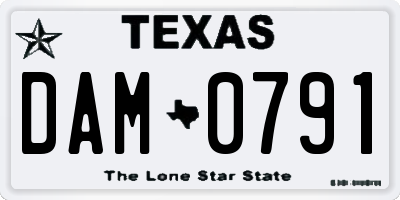 TX license plate DAM0791