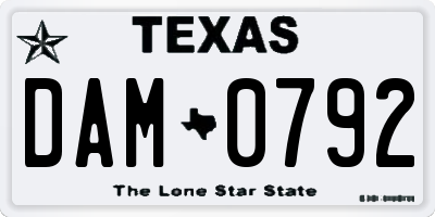 TX license plate DAM0792