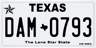 TX license plate DAM0793