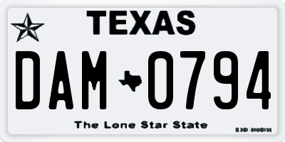 TX license plate DAM0794