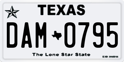 TX license plate DAM0795