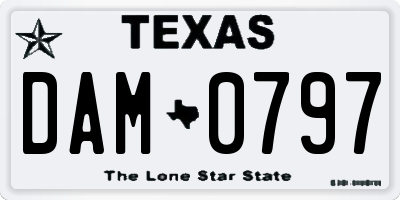 TX license plate DAM0797